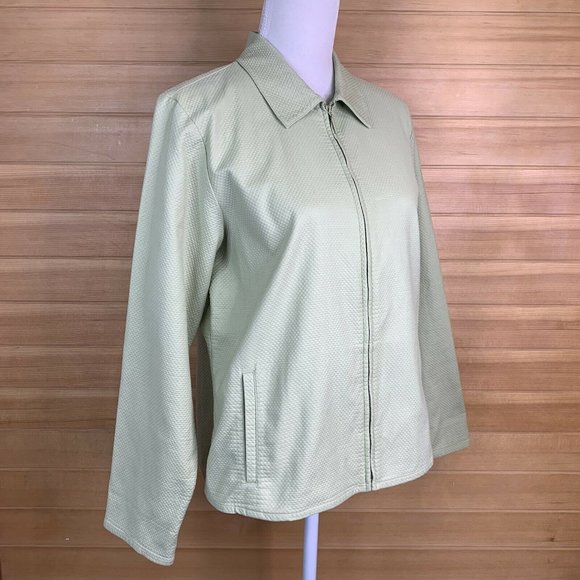 Eileen Fisher Green Textured Long Sleeve Jacket - Picture 4 of 11